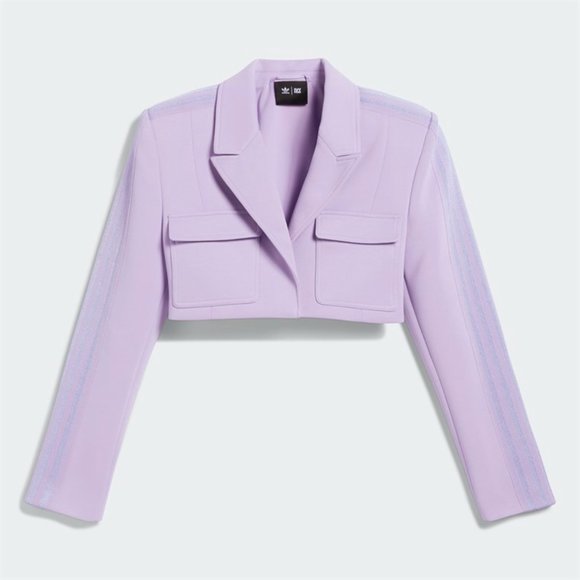 Adidas Women's IVY Park Purple glow Cropped Suit Jacket Size Medium HC8171 - Picture 2 of 3